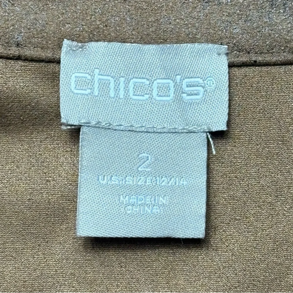 Chicos Faux Suede Moto Jacket US L 12/14 Lace Up Sleeve Details Brown Full Zip